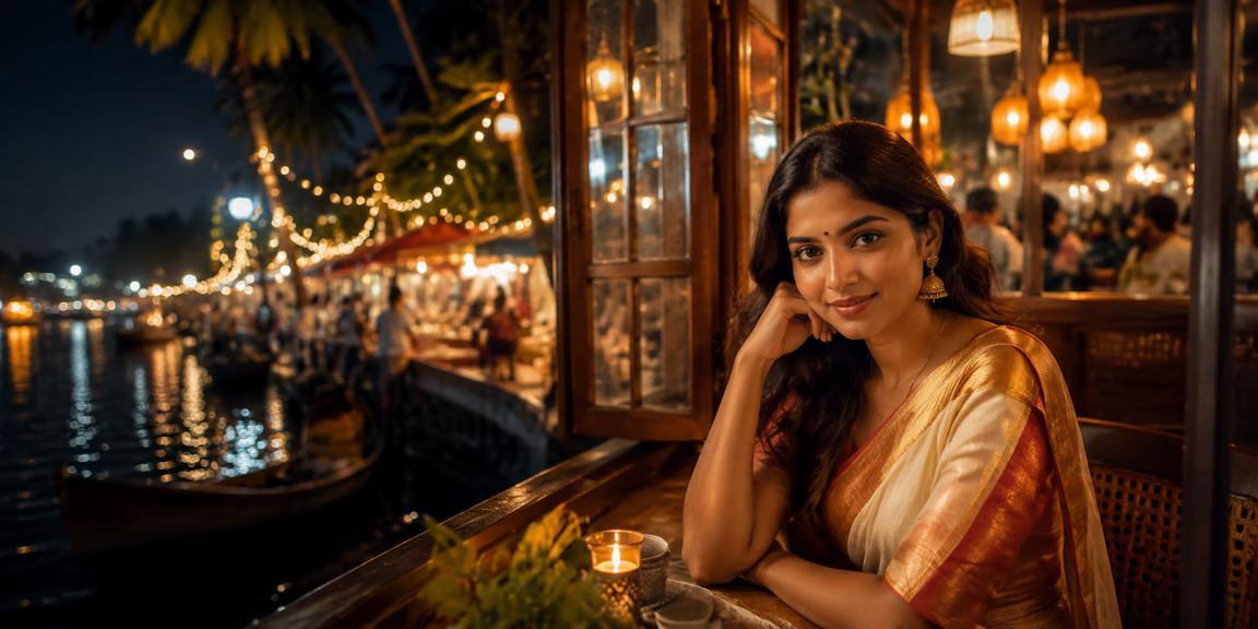 Kerala betting night market iconic scene with digital overlays